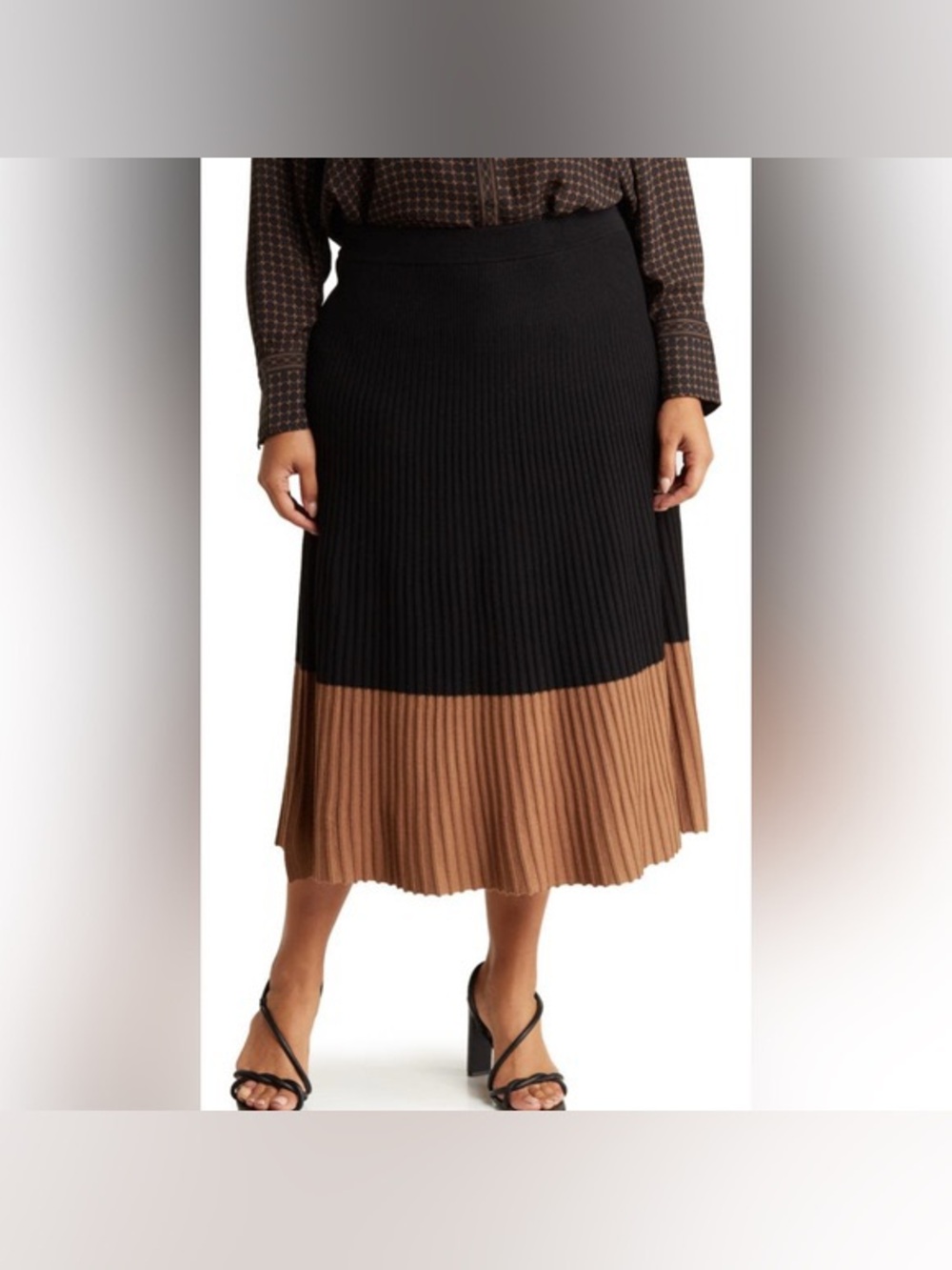 Max Studio Pleated Colorblock Sweater Skirt